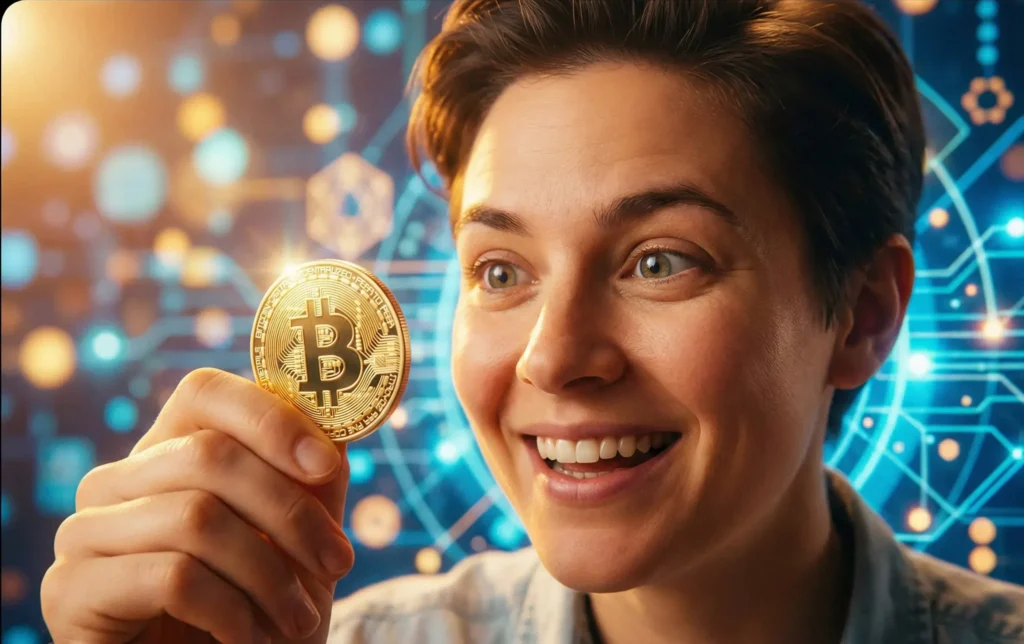 holding a bitcoin