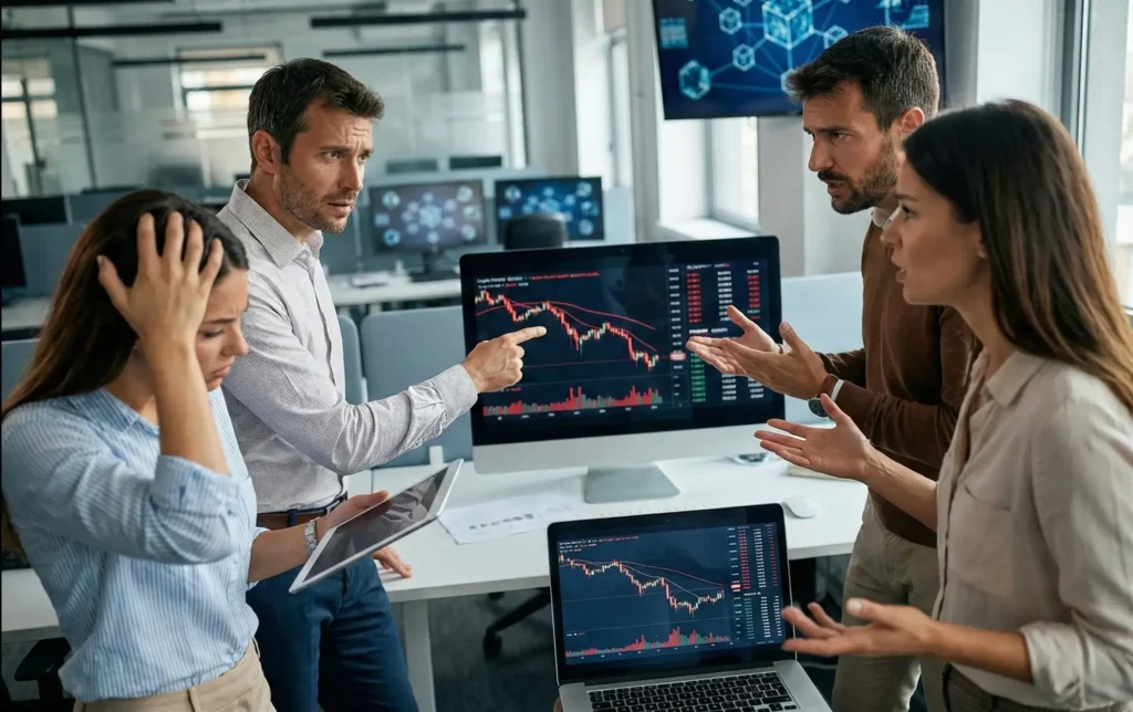 Traders reacting to market drop